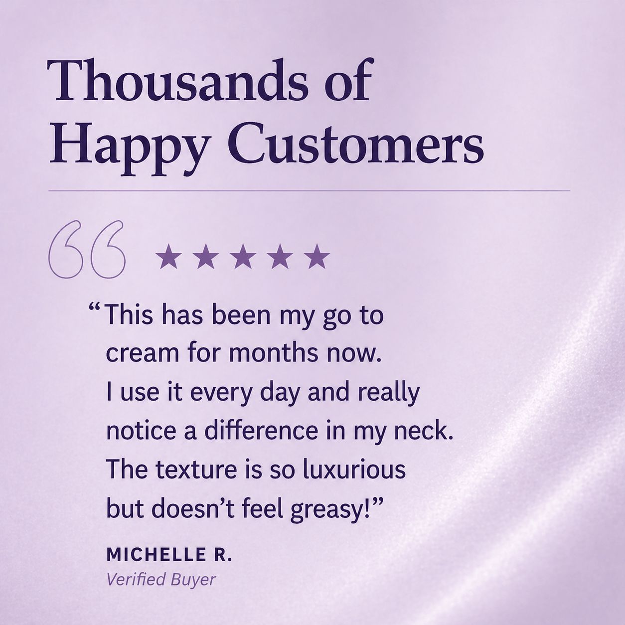 Swan Theory Neck Firming Cream verified buyer review from Michelle R. about using the cream daily and noticing a difference in her neck